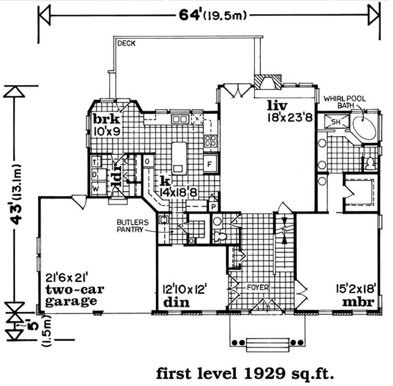 Floor Plan First Story of Colonial Plan #167-1060