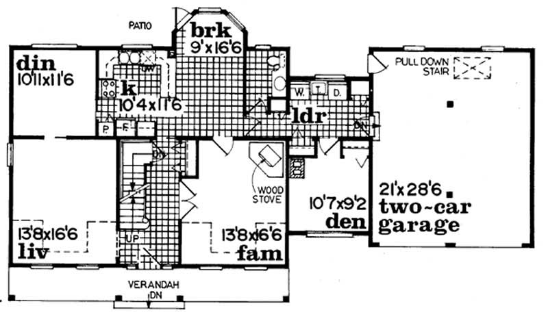 Floor Plan First Story of Country Plan #167-1063