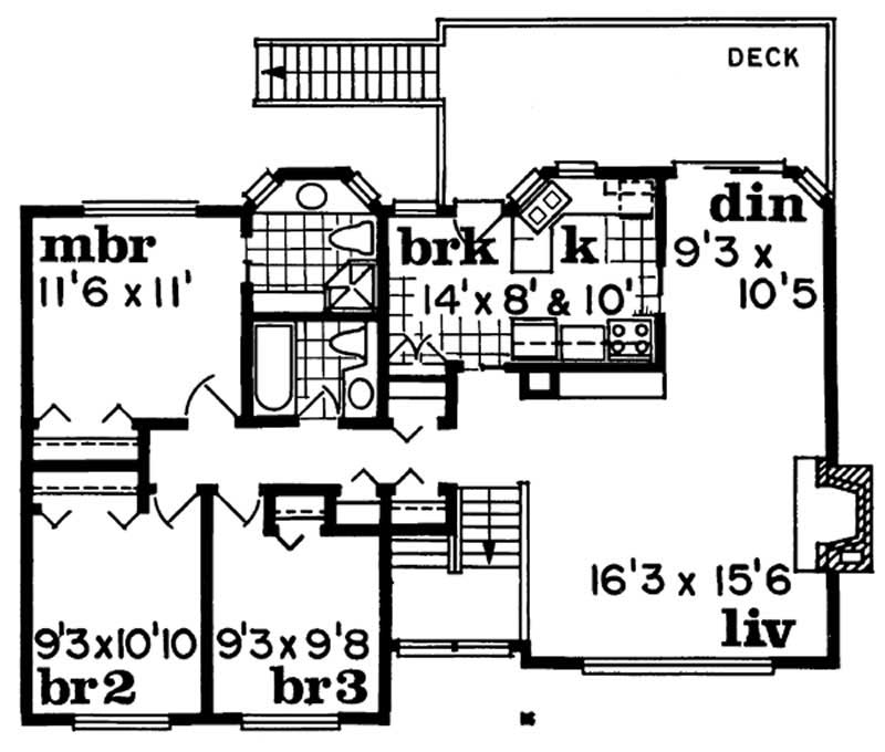 Floor Plan Second Story of Small House Plans #167-1066