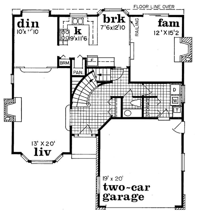 Floor Plan First Story of Traditional Plan #167-1069