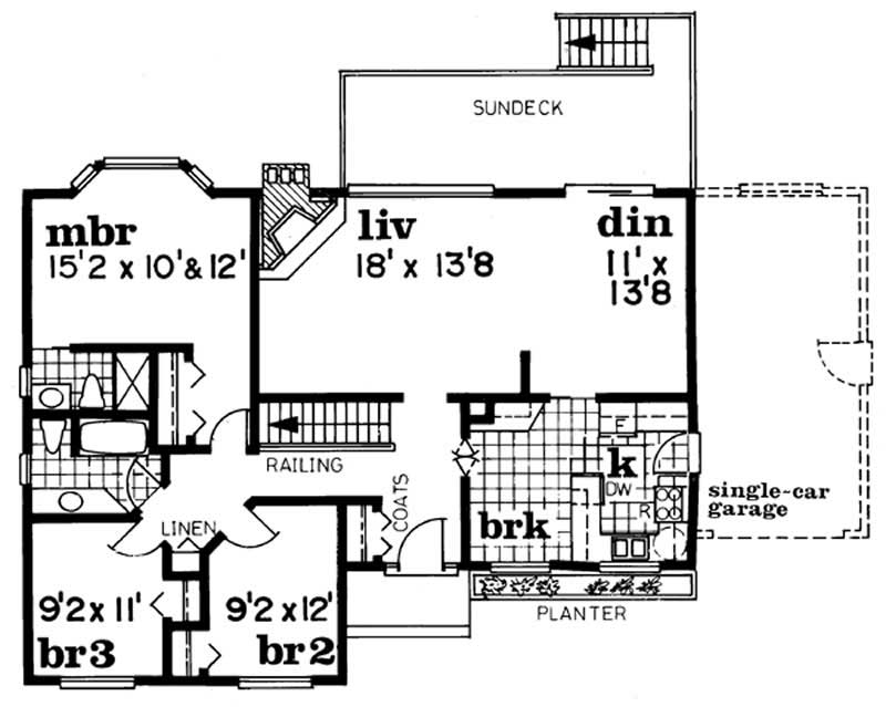 Floor Plan First Story of Ranch Plan #167-1071