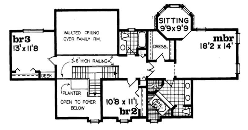 Floor Plan Second Story of Contemporary Plan #167-1072