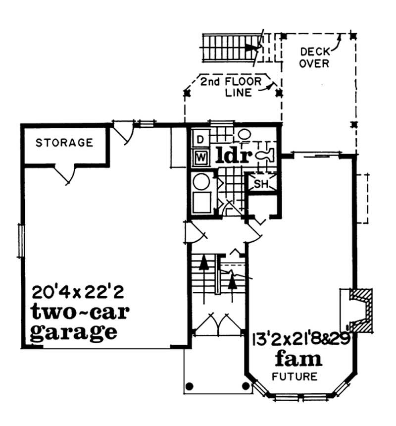Floor Plan First Story of Small House Plans #167-1075