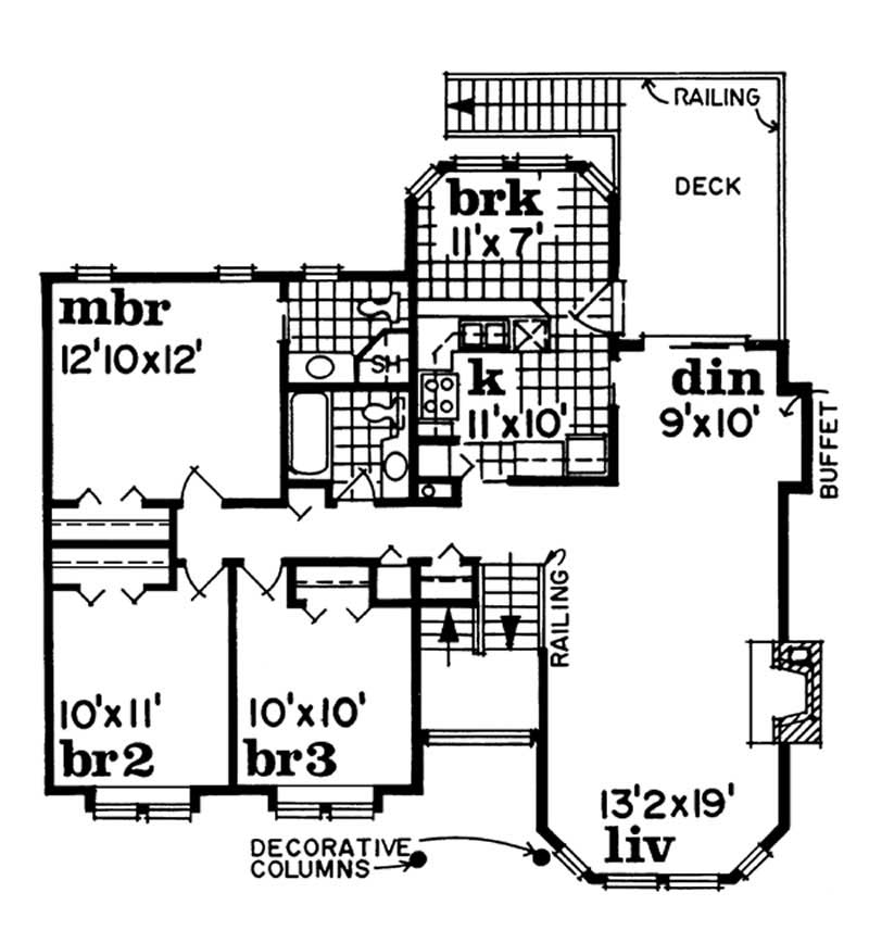 Floor Plan Second Story of Small House Plans #167-1075