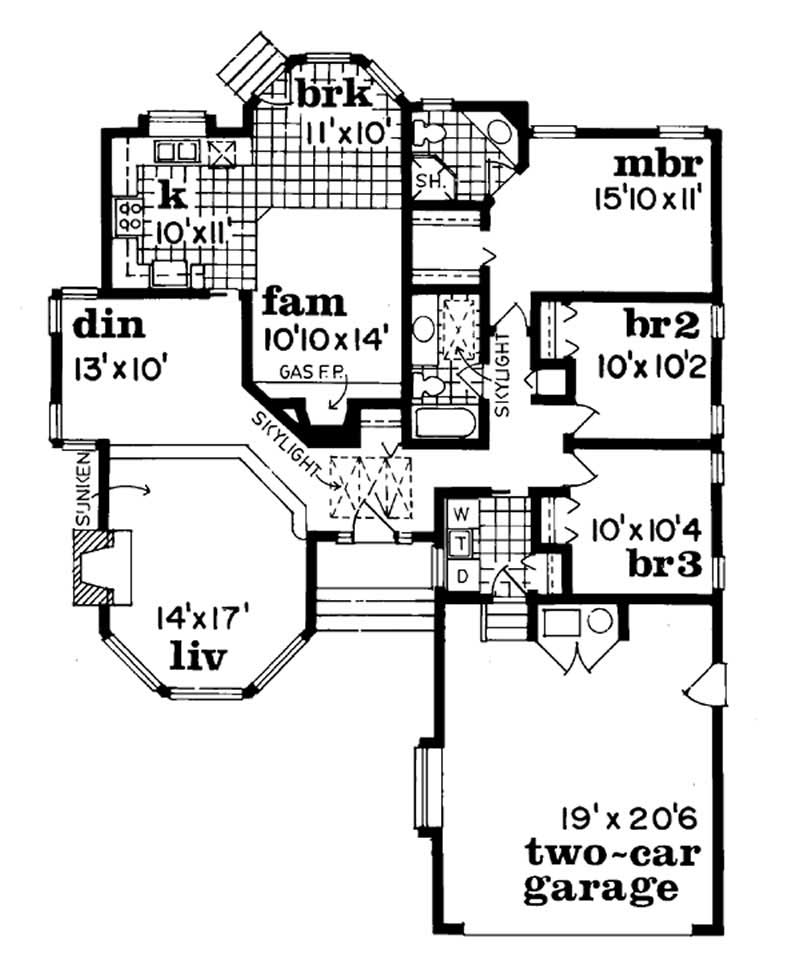 Floor Plan Second Story of Ranch Plan #167-1077