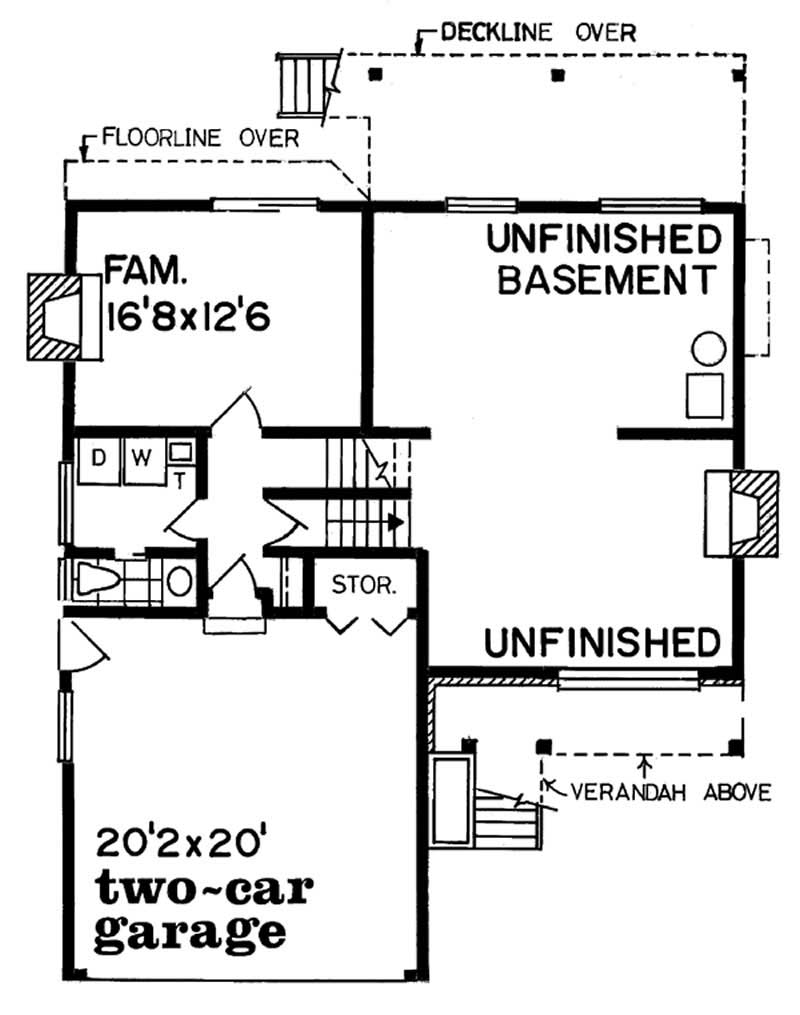 Floor Plan First Story of Small House Plans #167-1078