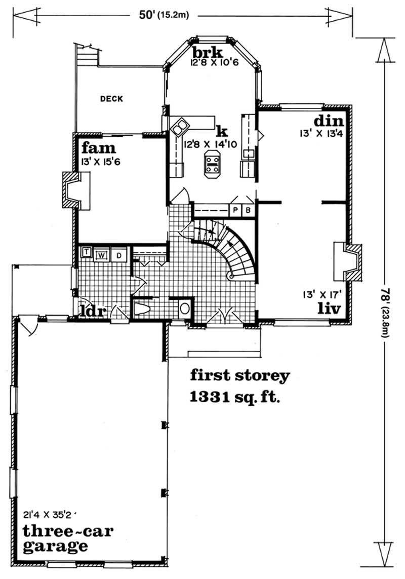 Floor Plan First Story of European Plan #167-1080