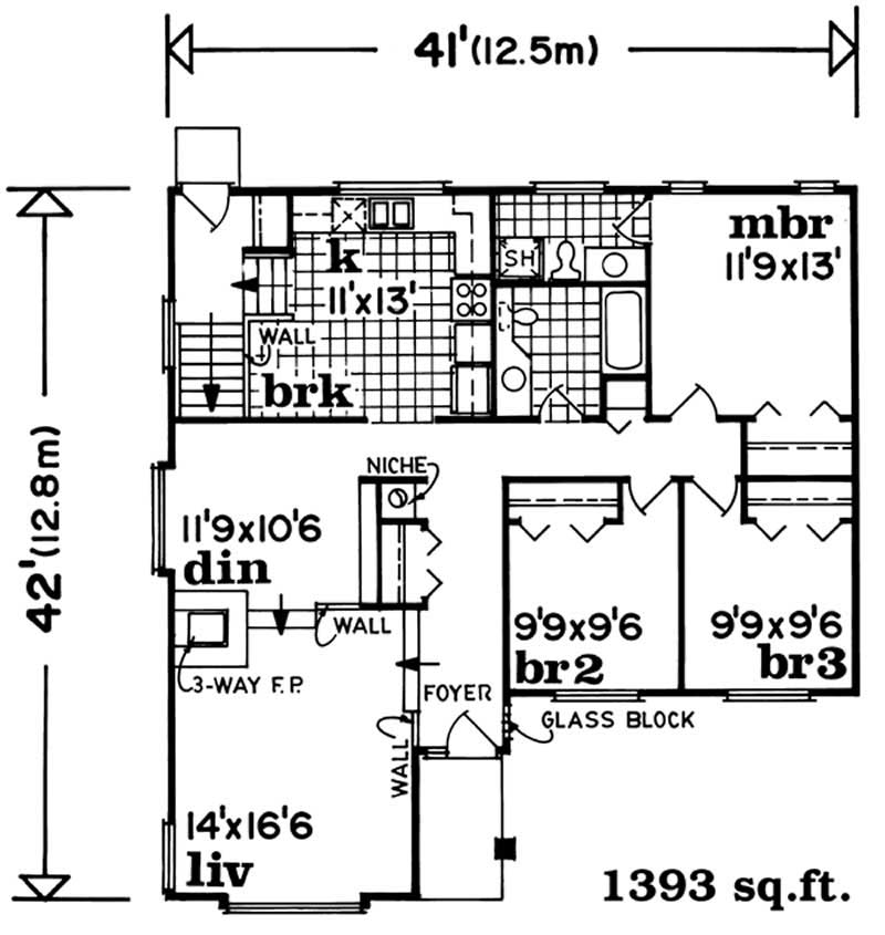Floor Plan First Story of Ranch Plan #167-1081