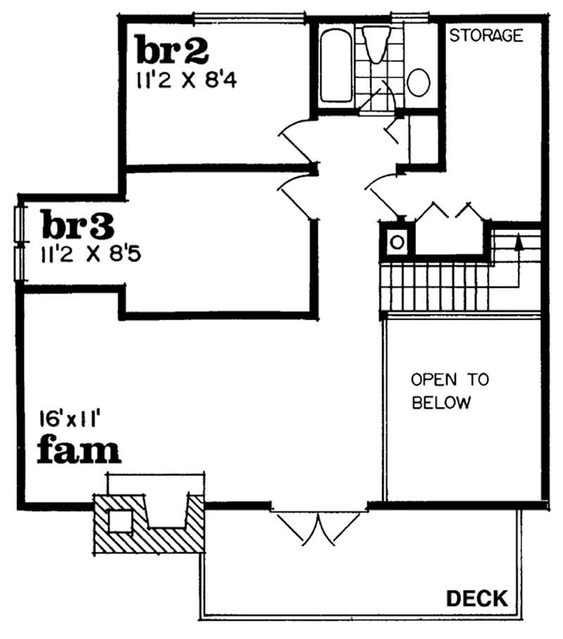 Floor Plan Second Story of Log Cabin Plan #167-1086