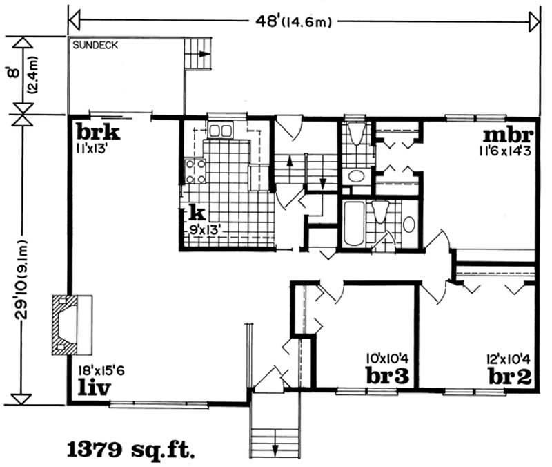 Floor Plan First Story of Ranch Plan #167-1089