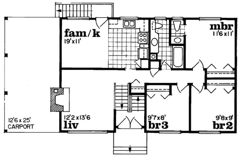 Floor Plan First Story of Small House Plans #167-1091