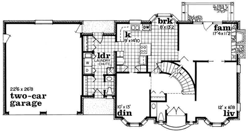 Floor Plan First Story of Colonial Plan #167-1094