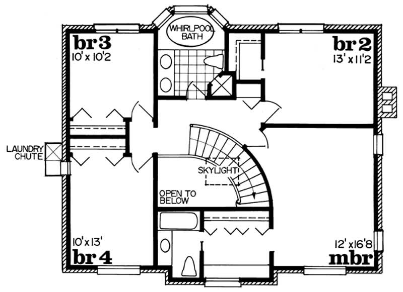 Floor Plan Second Story of Colonial Plan #167-1094
