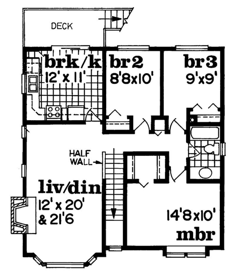 Floor Plan First Story of Country Plan #167-1095