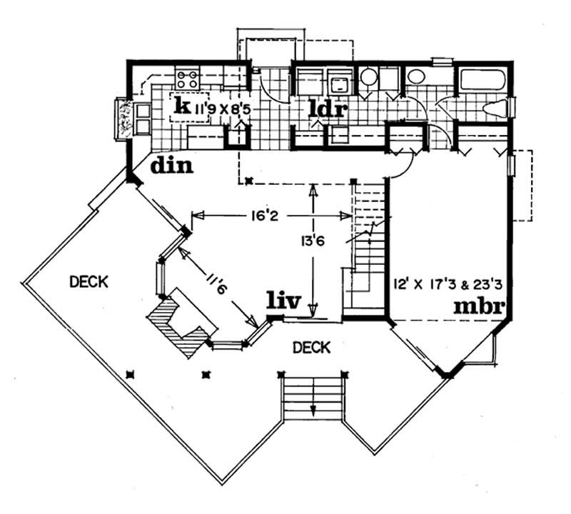Floor Plan First Story of Log Cabin Plan #167-1097