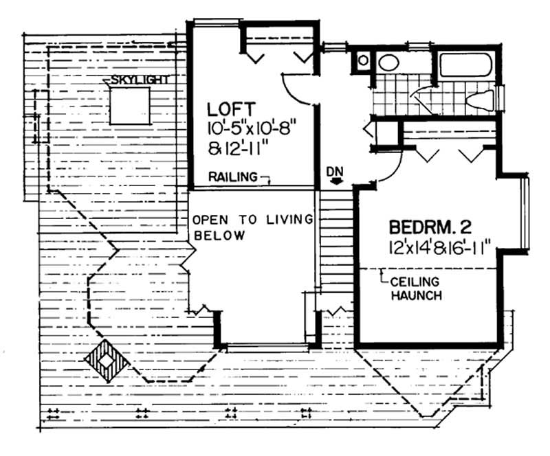 Floor Plan Second Story of Log Cabin Plan #167-1097