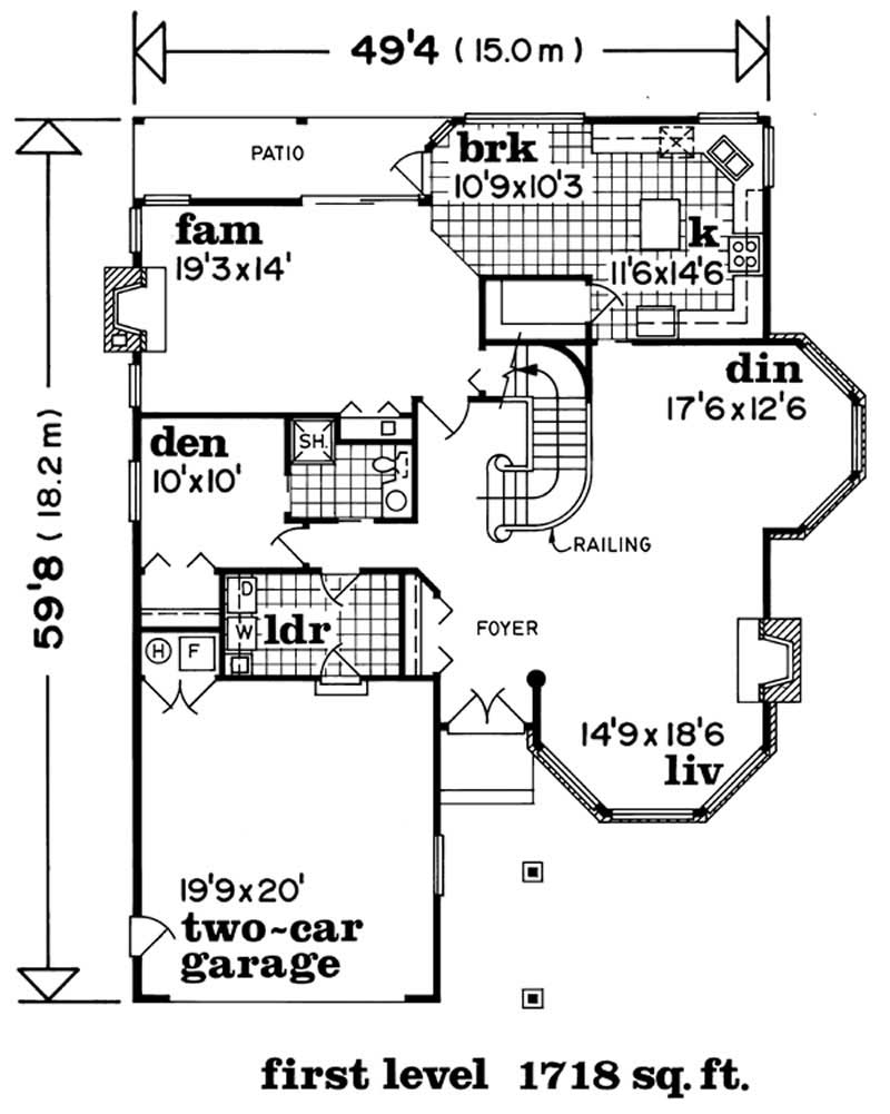 Floor Plan First Story of Contemporary Plan #167-1098
