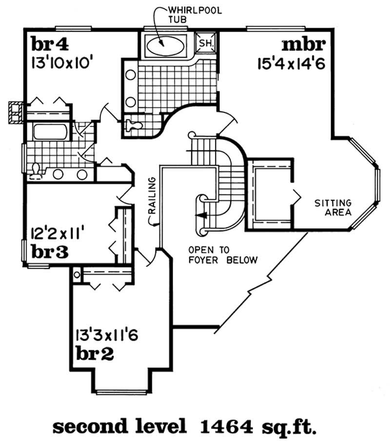 Floor Plan Second Story of Contemporary Plan #167-1098