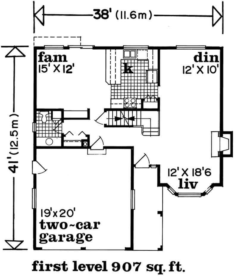 Floor Plan First Story of Small House Plans #167-1099