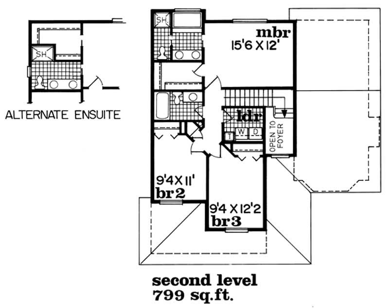 Floor Plan Second Story of Small House Plans #167-1099