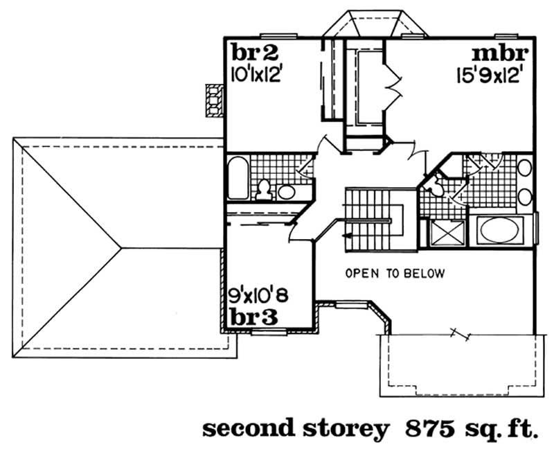 Floor Plan Second Story of Contemporary Plan #167-1100