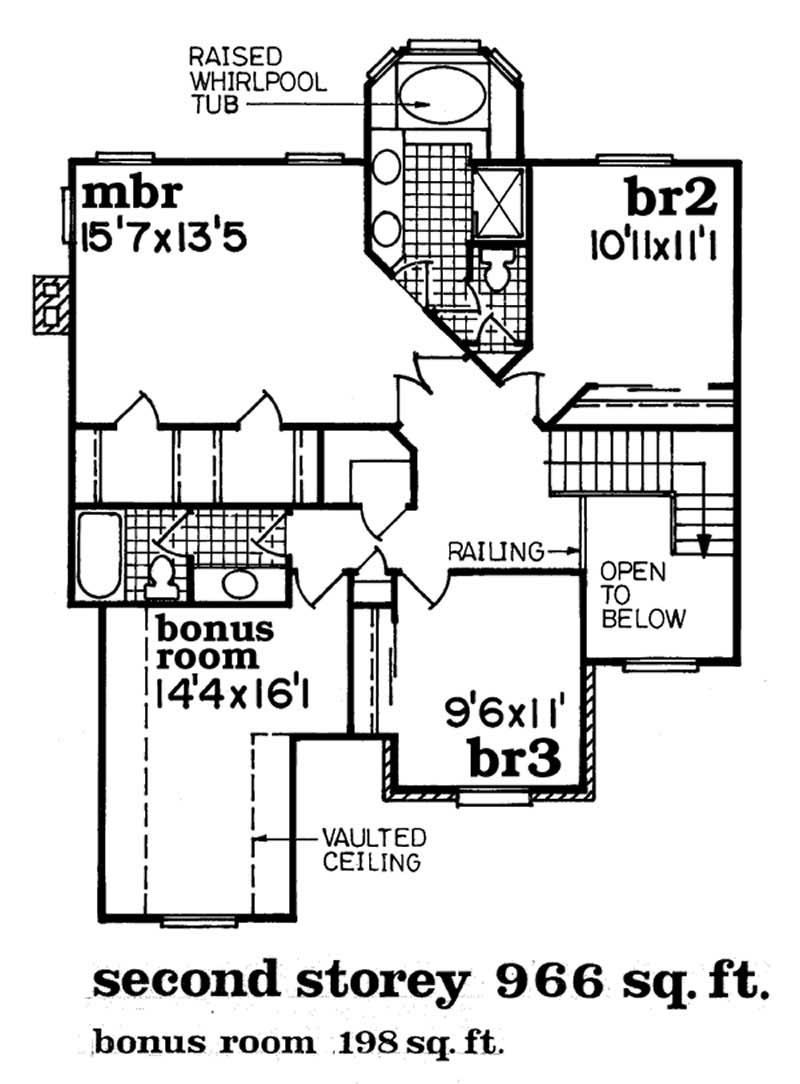 Floor Plan Second Story of Contemporary Plan #167-1101