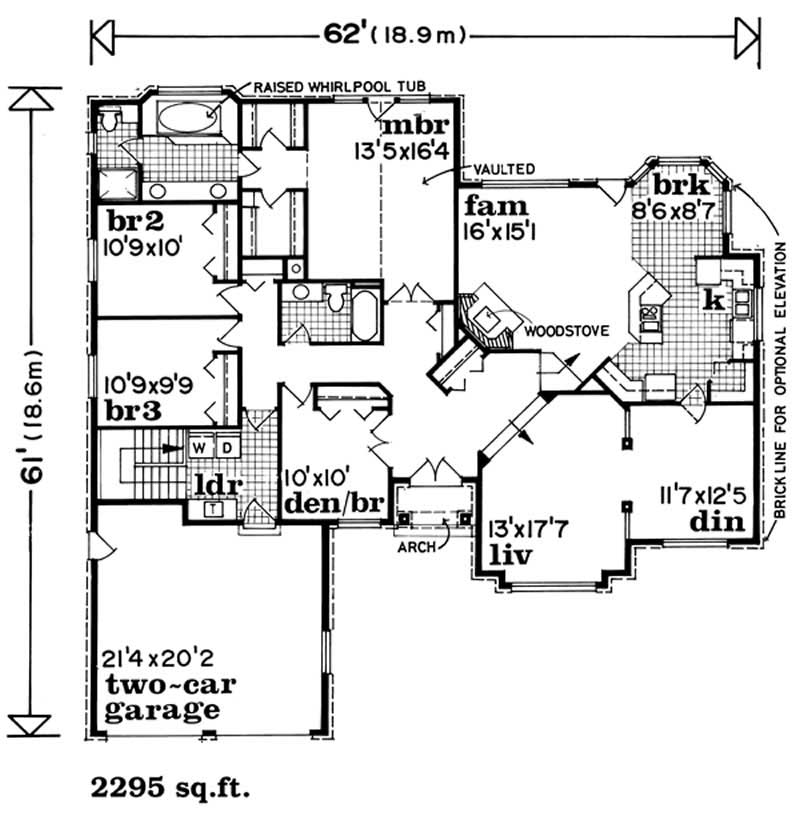 Floor Plan First Story of European Plan #167-1102