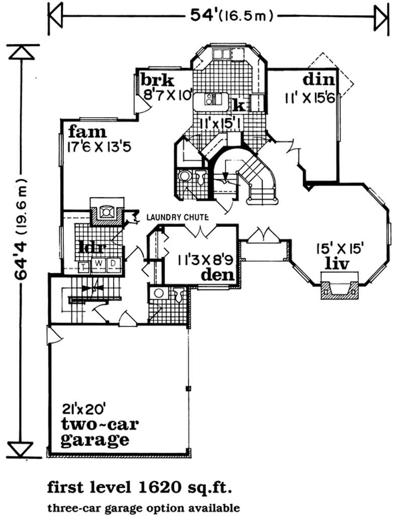 Floor Plan First Story of European Plan #167-1103