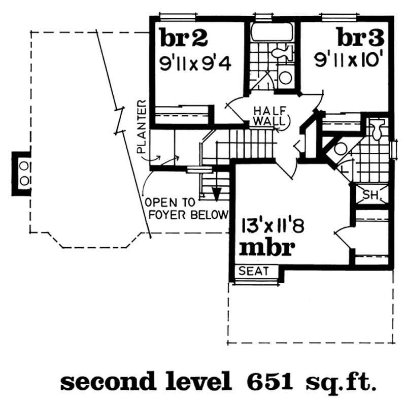 Floor Plan Second Story of Small House Plans #167-1104