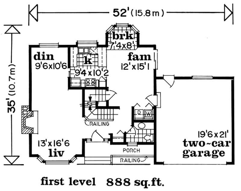Floor Plan First Story of Country Plan #167-1105