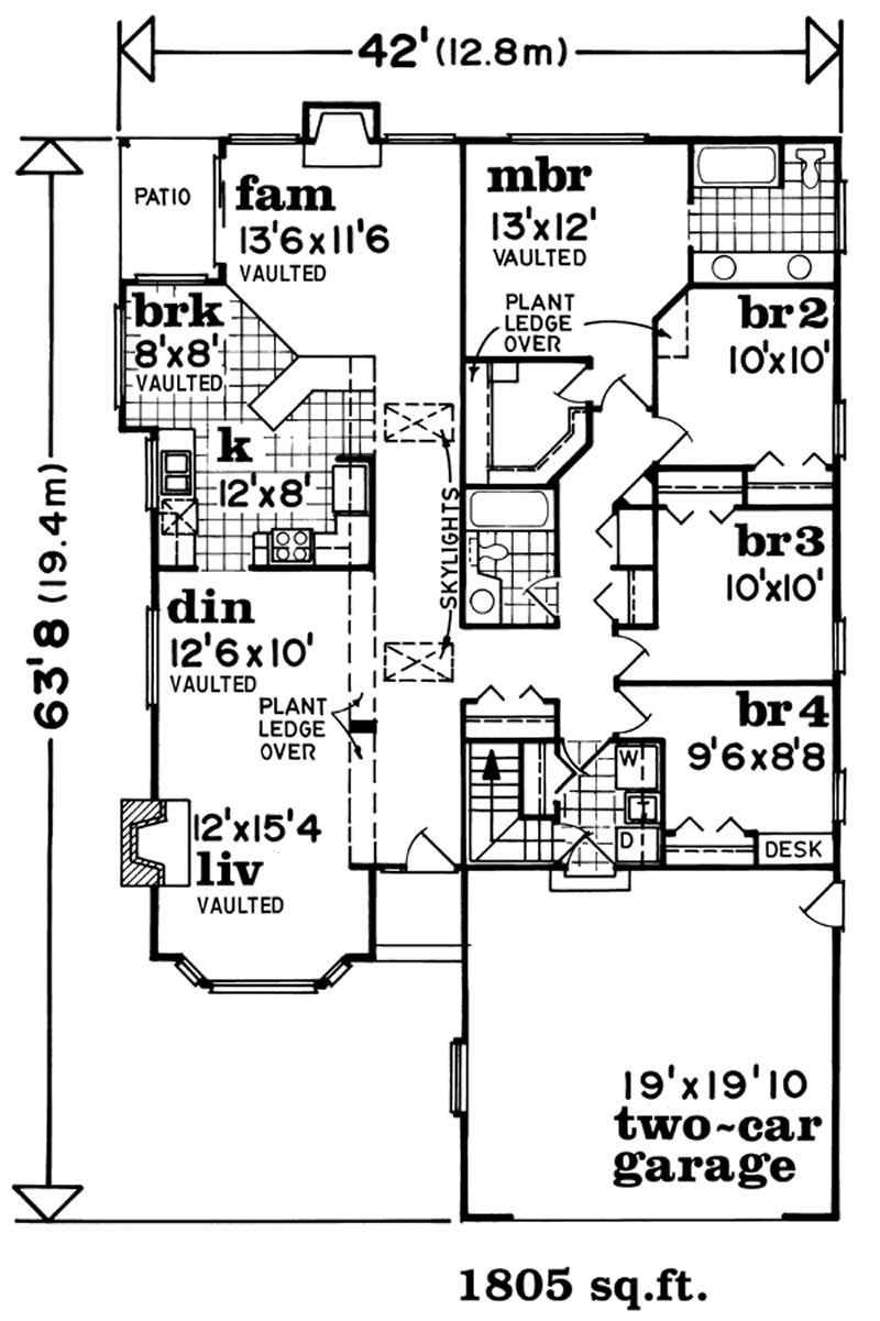 Floor Plan First Story of Contemporary Plan #167-1106