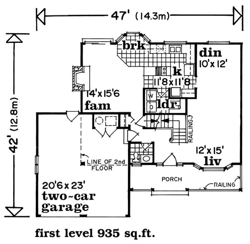 Floor Plan First Story of Country Plan #167-1107