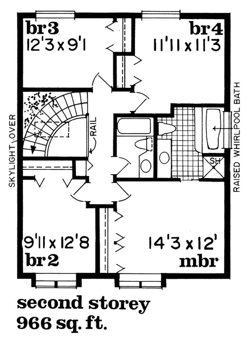 Floor Plan Second Story of Contemporary Plan #167-1108