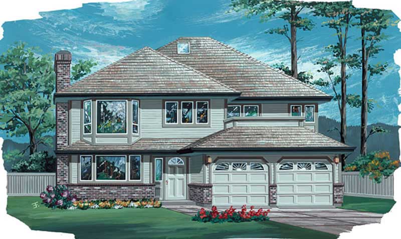 Front elevation of Contemporary home (ThePlanCollection: House Plan #167-1109)