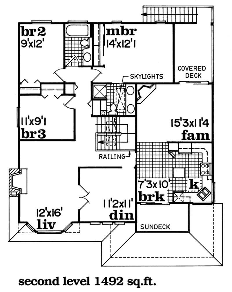 Floor Plan Second Story of Contemporary Plan #167-1109