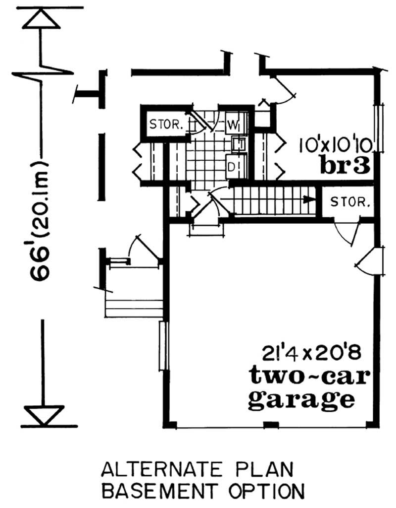 Floor Plan Basement of Ranch Plan #167-1111