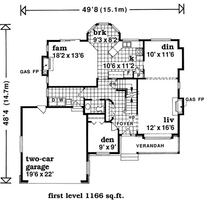 Floor Plan First Story of Country Plan #167-1114