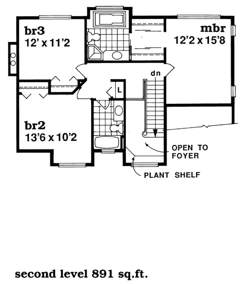 Floor Plan Second Story of Country Plan #167-1114