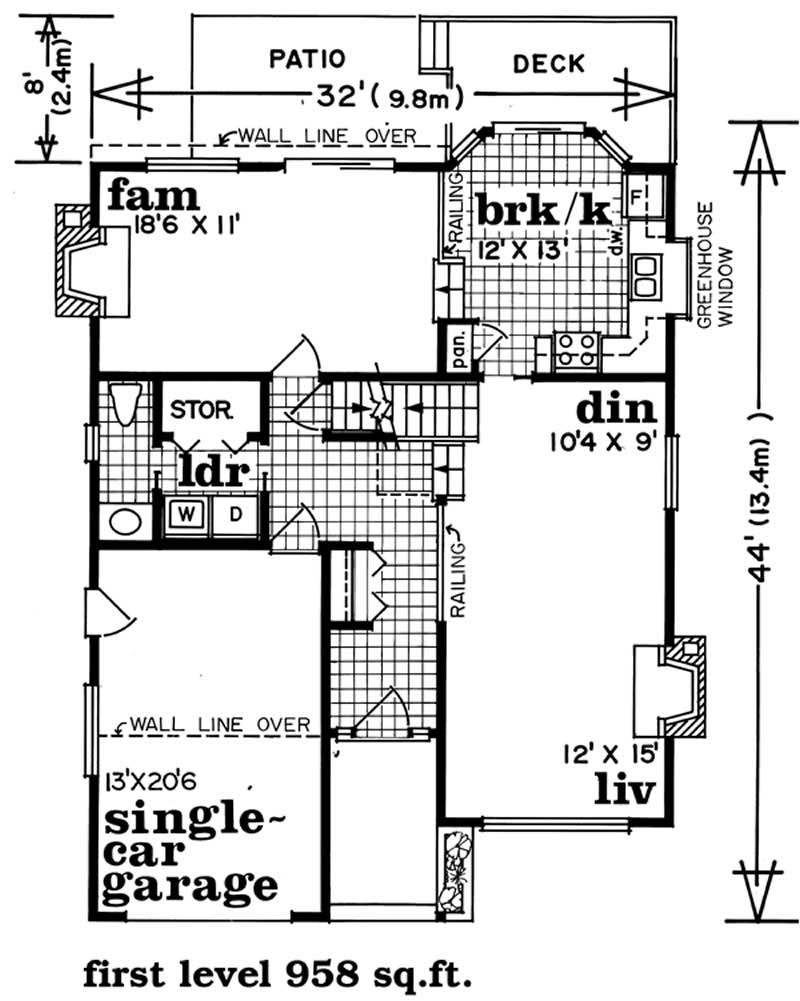 Floor Plan First Story of Small House Plans #167-1115