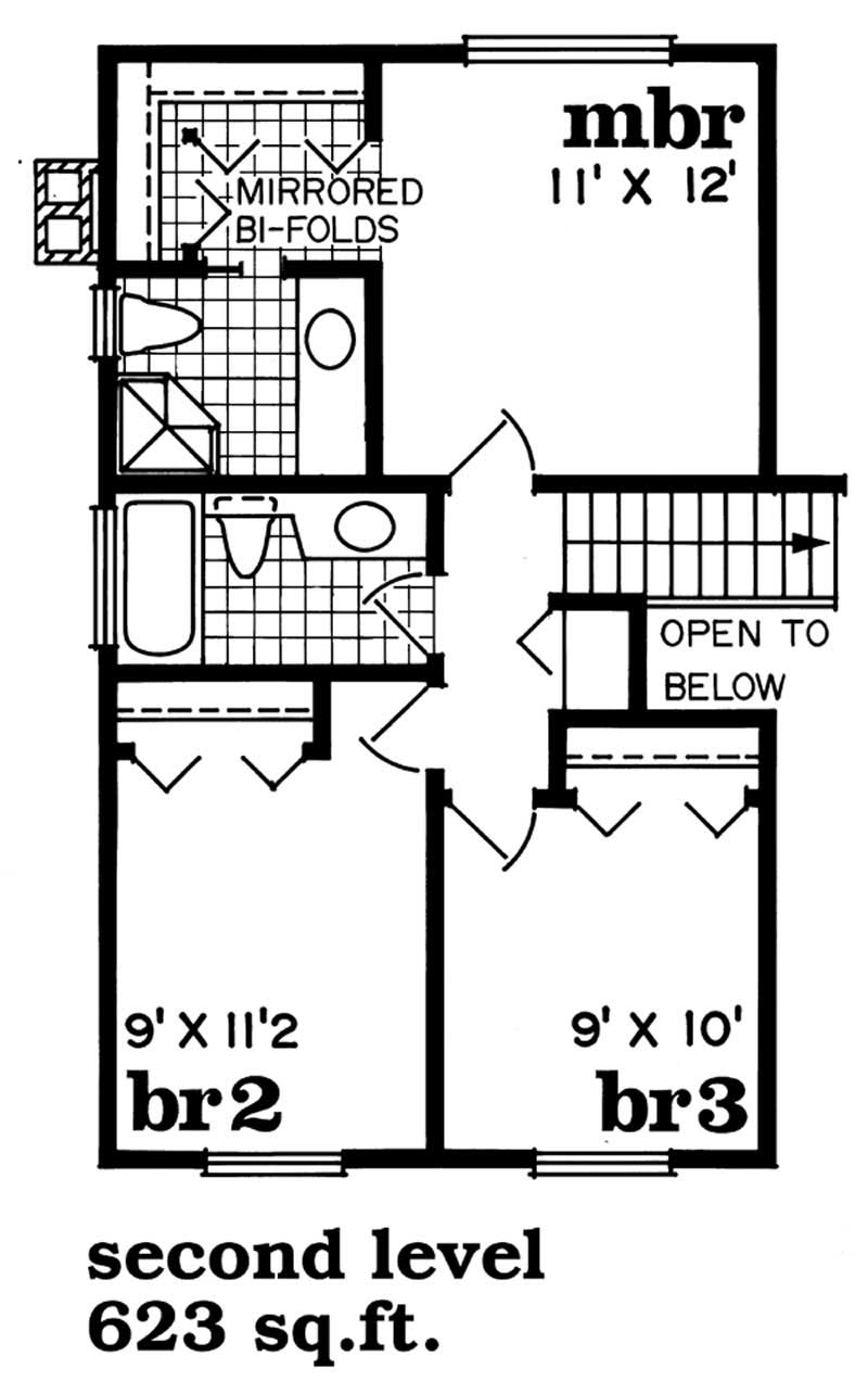 Floor Plan Second Story of Small House Plans #167-1115