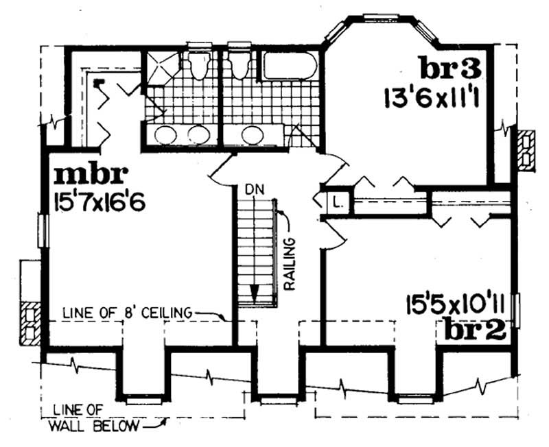 Floor Plan Second Story of Traditional Plan #167-1116
