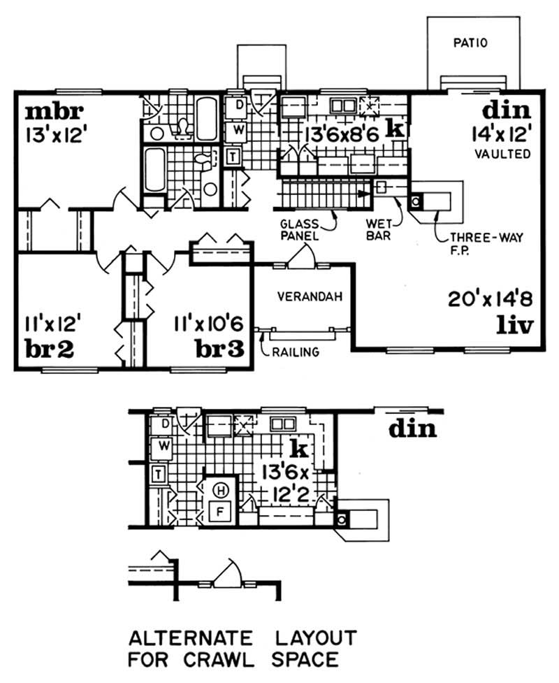 Floor Plan First Story of Small House Plans #167-1118