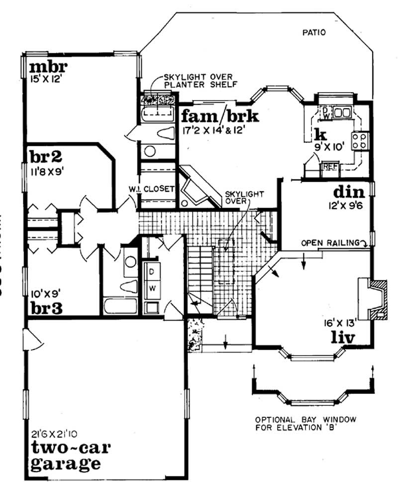 Floor Plan First Story of Ranch Plan #167-1119