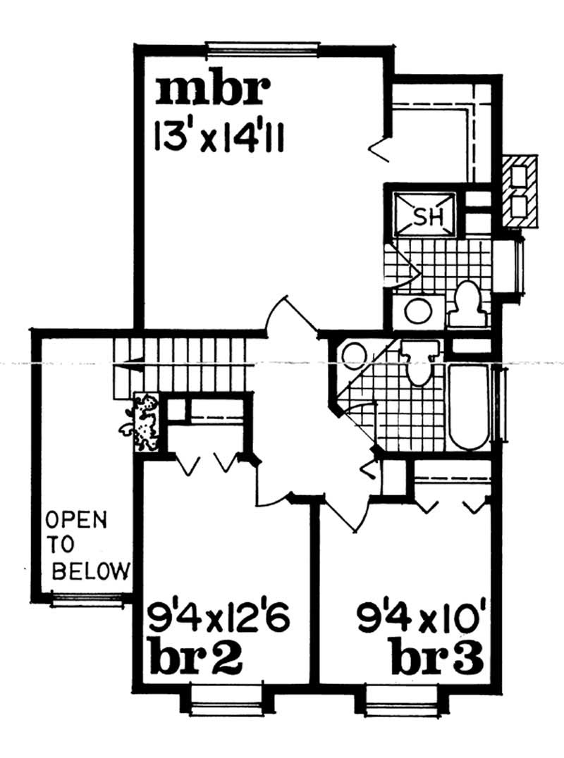 Floor Plan Second Story of Contemporary Plan #167-1125