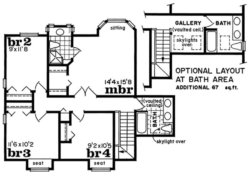 Floor Plan Second Story of Country Plan #167-1130