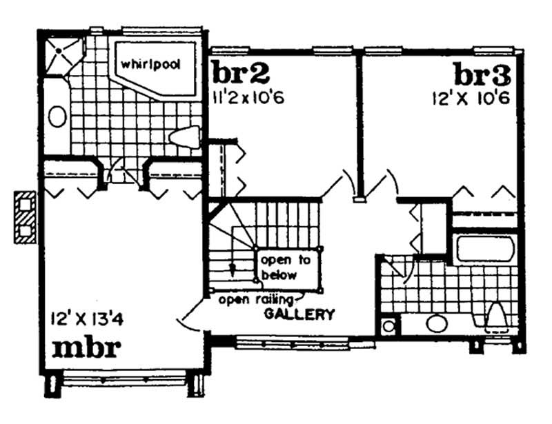 Floor Plan Second Story of Contemporary Plan #167-1131