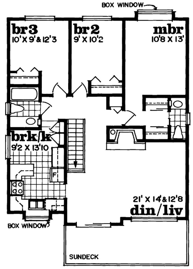 Floor Plan Second Story of Country Plan #167-1132