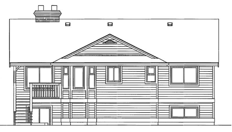 Home Plan Rear Elevation of this 3-Bedroom,1475 Sq Ft Plan -167-1133