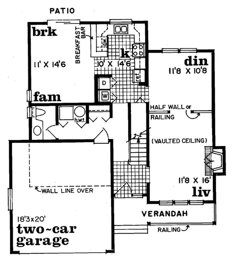 Floor Plan First Story of Country Plan #167-1134