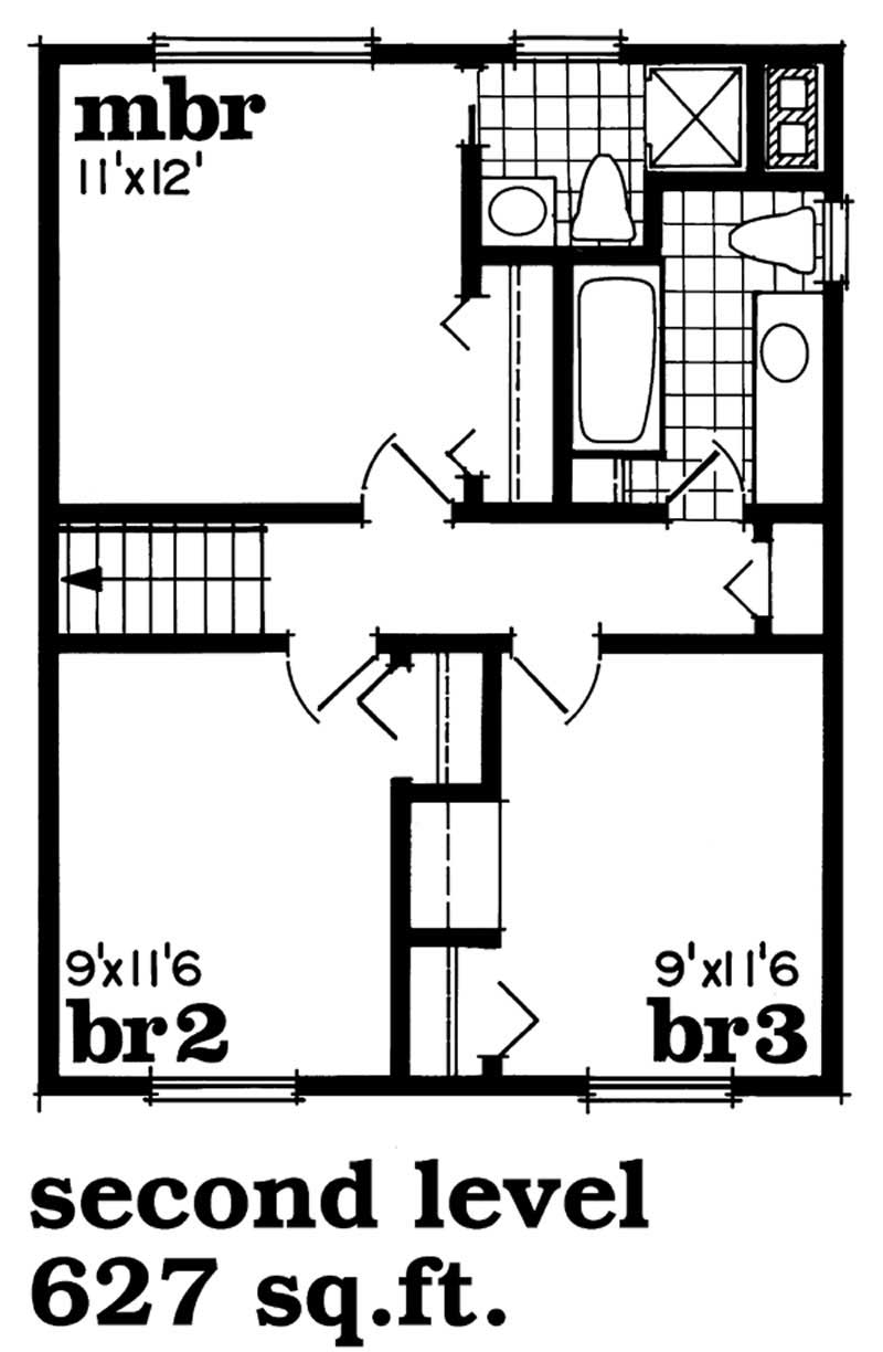 Floor Plan Second Story of Country Plan #167-1135